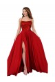 Boutique Rouge Trapèze Bretelles spaghetti Col Carré Spandex Dentelle Longue Robes demoiselle d'honneur / Robes de bal