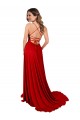 Boutique Rouge Trapèze Bretelles spaghetti Col Carré Spandex Dentelle Longue Robes demoiselle d'honneur / Robes de bal