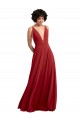 Boutique Rouge Trapèze Col V Mousseline Longue Robes demoiselle d'honneur