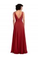 Boutique Rouge Trapèze Col V Mousseline Longue Robes demoiselle d'honneur