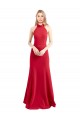 Boutique Rouge Trapèze Licou Col Haut Crêpe Stretch Longue Formelles Robes demoiselle d'honneur / Robes de soirée / Robes de bal