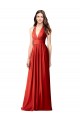 Boutique Rouge Trapèze Licou Col V Mousseline Longue Robes demoiselle d'honneur