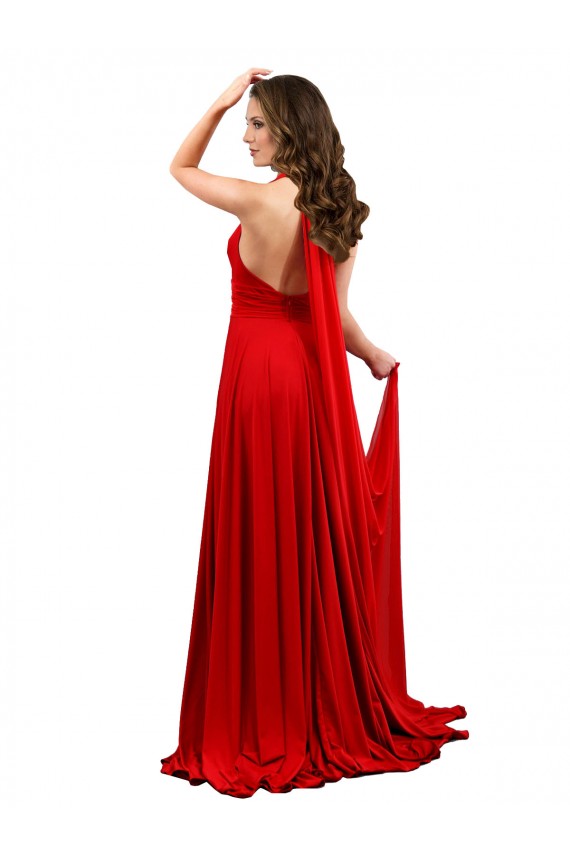 Boutique Rouge Trapèze Licou Spandex Longue Formelles Robes demoiselle d'honneur / Robes de soirée / Robes de bal