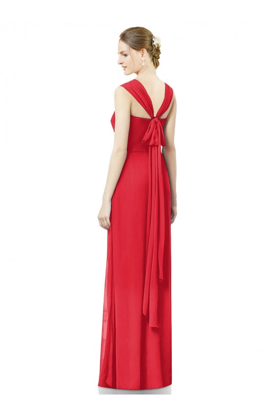 Boutique Rouge Trapèze Mousseline Longue Robes demoiselle d'honneur