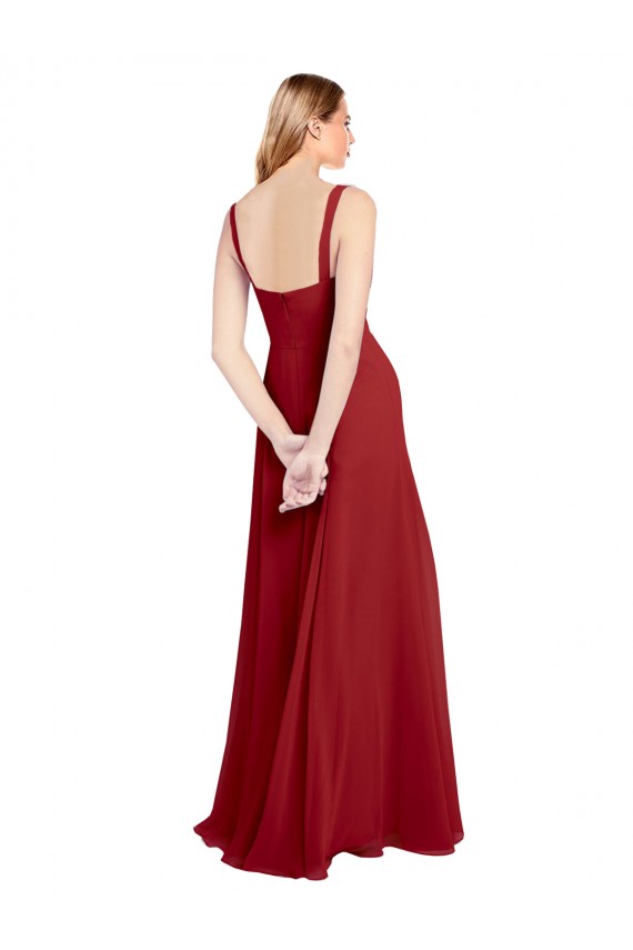Boutique Rouge Trapèze Mousseline Longue Robes demoiselle d'honneur