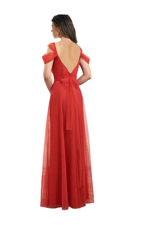 Boutique Rouge Trapèze Tulle Longue Robes demoiselle d'honneur