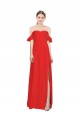 Boutique Rouge Trapèze Épaule Dénudée Crêpe Stretch Longue Formelles Robes demoiselle d'honneur / Robes de soirée / Robes de bal