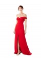 Boutique Rouge Trapèze Épaule Dénudée Crêpe Stretch Longue Formelles Robes demoiselle d'honneur / Robes de soirée / Robes de bal