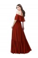 Boutique Rouge Trapèze Épaule Dénudée Mousseline Longue Robes demoiselle d'honneur