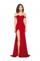 Boutique Rouge Trapèze Épaule Dénudée Satiné Soyeux Longue Formelles Robes demoiselle d'honneur / Robes de soirée / Robes de bal