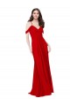 Boutique Rouge foncé Trapèze Col V Mousseline Longue Robes demoiselle d'honneur