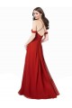 Boutique Rouge foncé Trapèze Col V Mousseline Longue Robes demoiselle d'honneur