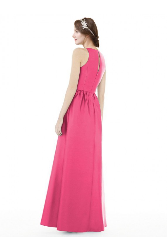 Boutique Rubis Trapèze Col bijou Satiné Longue Robes demoiselle d'honneur