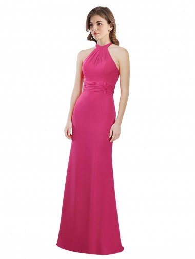 Boutique Rubis Trapèze Licou Mousseline Longue Robes demoiselle d'honneur