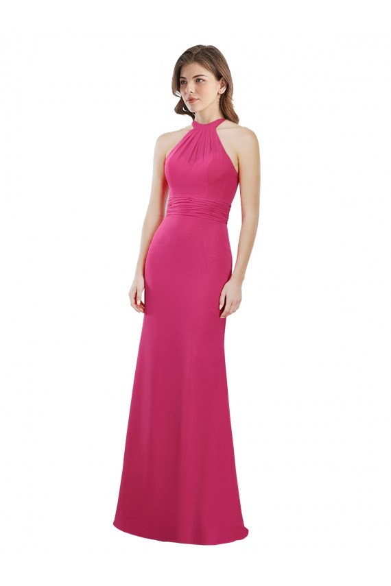 Boutique Rubis Trapèze Licou Mousseline Longue Robes demoiselle d'honneur