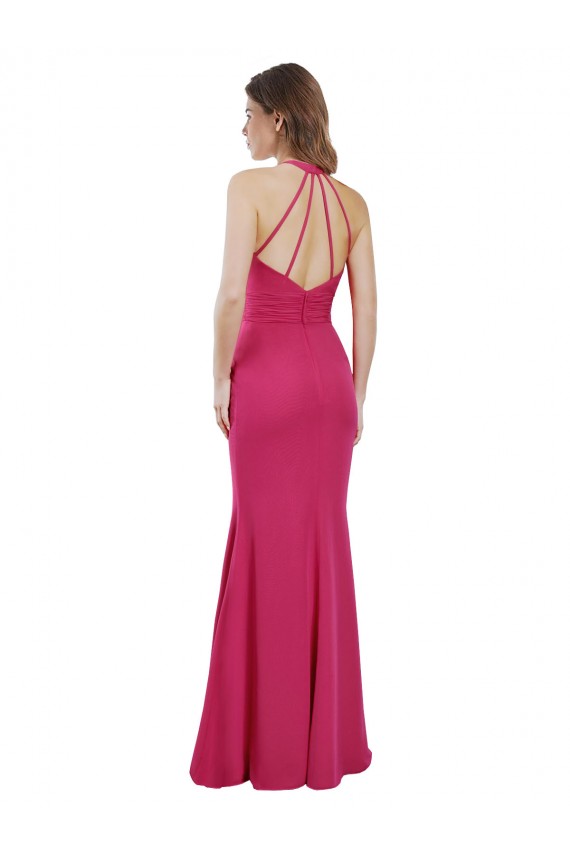 Boutique Rubis Trapèze Licou Mousseline Longue Robes demoiselle d'honneur