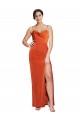 Boutique Rust Fourreau Bretelles spaghetti Balayage train Satiné Stretch Longue Formelles Robes demoiselle d'honneur / Robes de soirée / Robes de bal