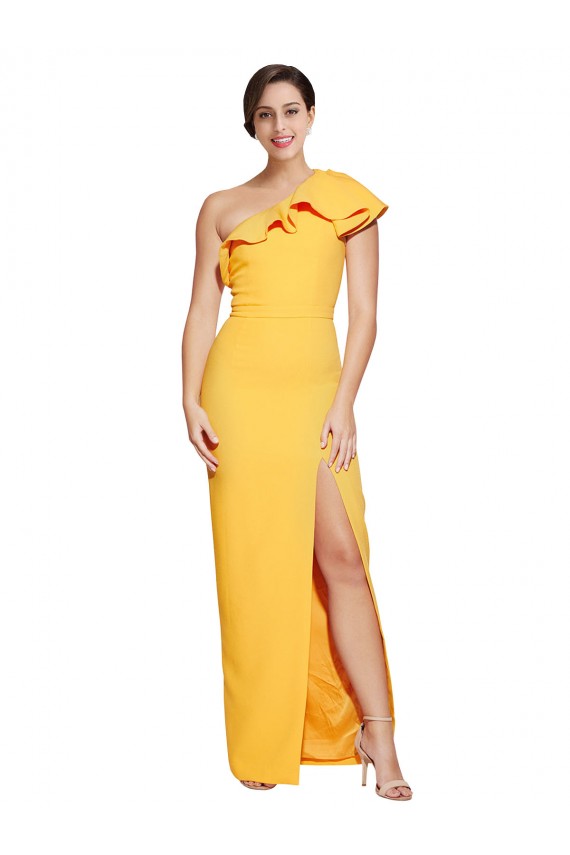 Boutique Safran Fourreau Crêpe Stretch Longue Formelles Robes demoiselle d'honneur / Robes de soirée / Robes de bal