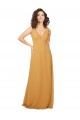 Boutique Safran Trapèze Col V Mousseline Longue Robes demoiselle d'honneur