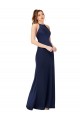 Boutique Saphir Fourreau Col Haut Satiné Soyeux Longue Formelles Robes demoiselle d'honneur / Robes de soirée / Robes de bal