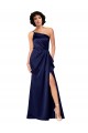 Boutique Saphir Trapèze Satiné Soyeux Longue Formelles Robes demoiselle d'honneur / Robes de soirée / Robes de bal
