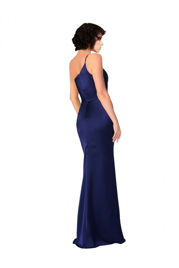 Boutique Saphir Trapèze Satiné Soyeux Longue Formelles Robes demoiselle d'honneur / Robes de soirée / Robes de bal