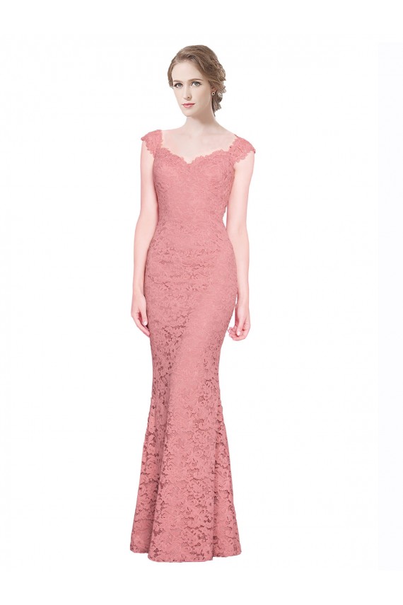 Boutique Saumon Sirène Sans bretelle Dentelle Longue Robes demoiselle d'honneur / Robes de bal