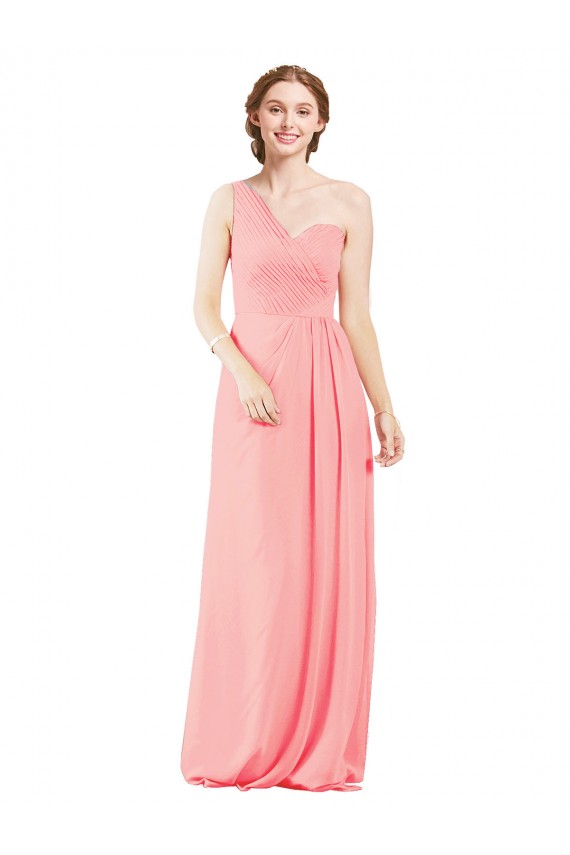 Boutique Saumon Trapèze Mousseline Longue Robes demoiselle d'honneur