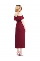 Boutique Saumon Trompette Bretelles spaghetti Col V Mousseline Courte Asymétrique Robes demoiselle d'honneur