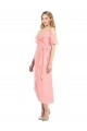 Boutique Saumon Trompette Bretelles spaghetti Col V Mousseline Courte Asymétrique Robes demoiselle d'honneur