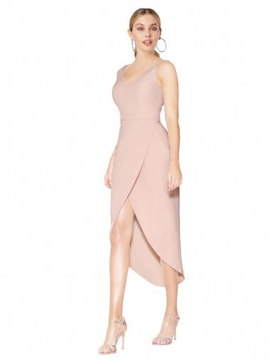 Boutique Sirène Bretelles spaghetti Crêpe Stretch Courte Asymétrique Robes demoiselle d'honneur / Robes de soirée / Robes de cocktail