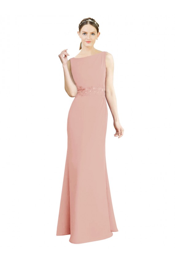Boutique Sirène Col Bateau Col Haut Mousseline Longue Robes demoiselle d'honneur