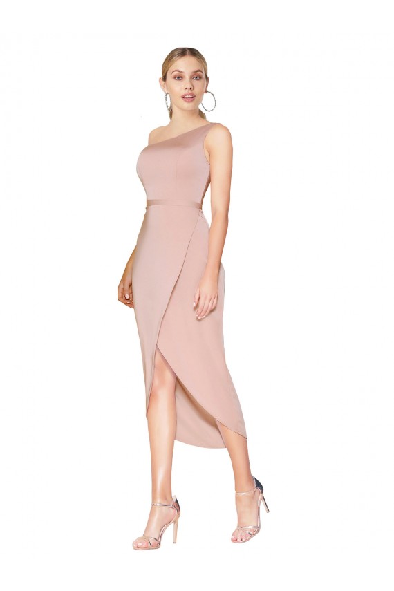 Boutique Sirène Col Haut Crêpe Stretch Courte Asymétrique Robes demoiselle d'honneur / Robes de soirée / Robes de cocktail