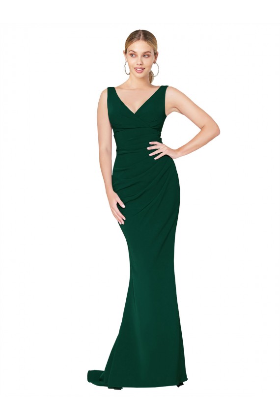 Boutique Sirène Col V Crêpe Stretch Longue Formelles Robes demoiselle d'honneur / Robes de soirée / Robes de bal