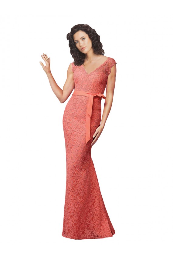 Boutique Sirène Col V Dentelle Longue Robes demoiselle d'honneur