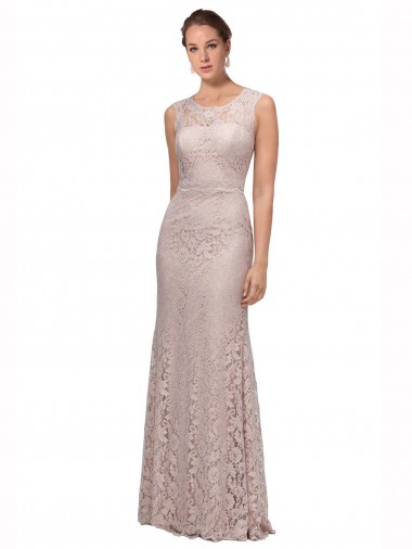 Boutique Sirène Illusion Scoop Dentelle Longue Robes demoiselle d'honneur / Robes de bal