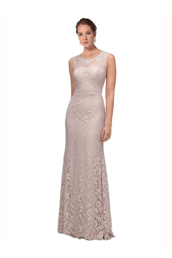 Boutique Sirène Illusion Scoop Dentelle Longue Robes demoiselle d'honneur / Robes de bal