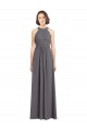 Boutique Stormy Silver Trapèze Licou Mousseline Dentelle Longue Robes demoiselle d'honneur