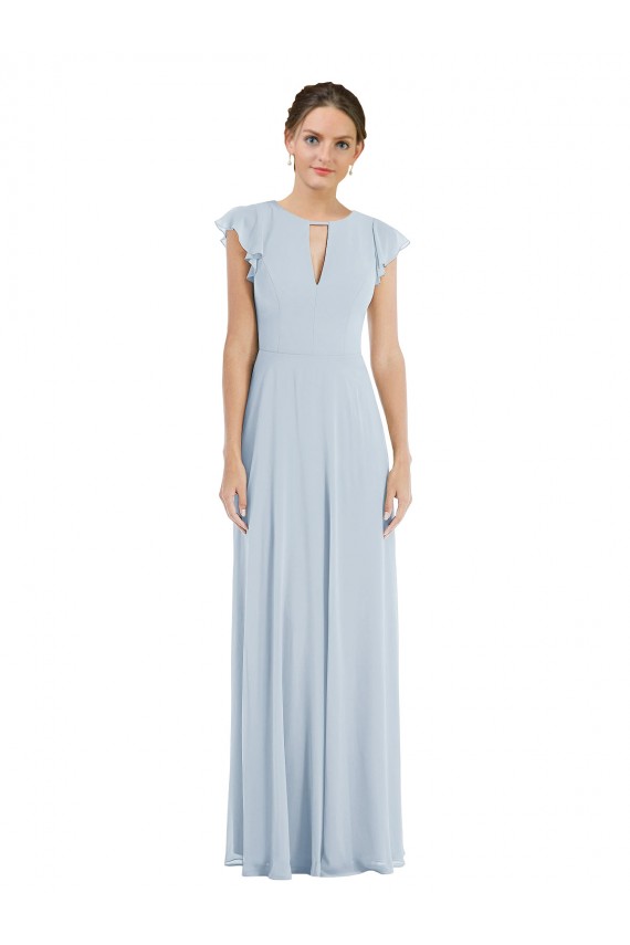Boutique Trapèze Bateau Mousseline Longue Formelles Robes demoiselle d'honneur / Robes de soirée