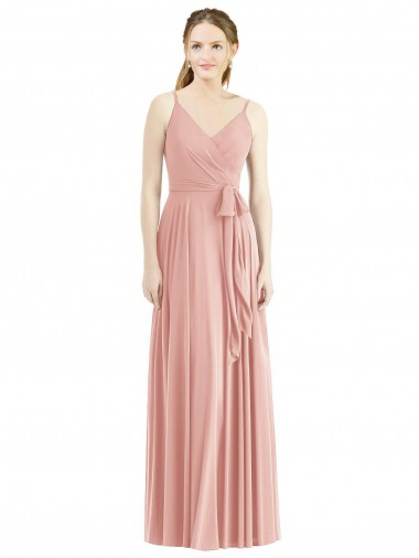 Boutique Trapèze Bretelles spaghetti Col V Mousseline Longue Robes demoiselle d'honneur