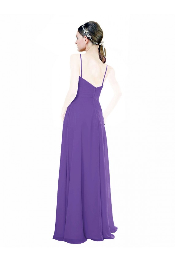 Boutique Trapèze Bretelles spaghetti Col V Mousseline Longue Robes demoiselle d'honneur