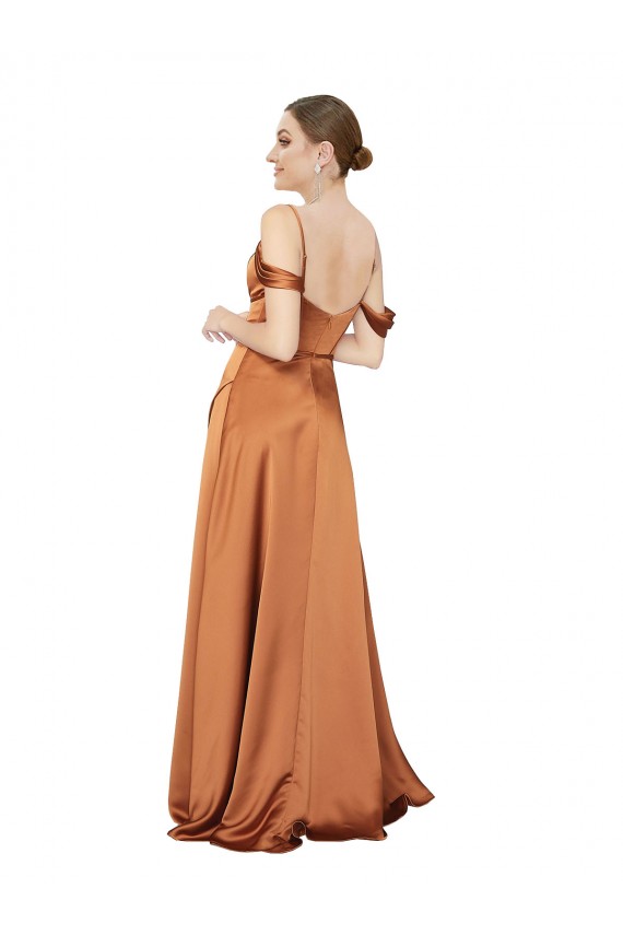 Boutique Trapèze Bretelles spaghetti Satiné Soyeux Longue Formelles Robes demoiselle d'honneur / Robes de soirée / Robes de bal