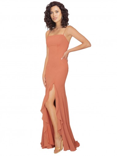 Boutique Trapèze Col Carré Mousseline Longue Robes demoiselle d'honneur