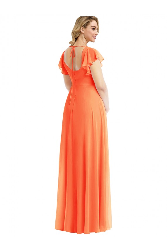 Boutique Trapèze Col Carré Mousseline Longue Robes demoiselle d'honneur