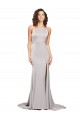 Boutique Trapèze Col Haut Balayage train Satiné Stretch Longue Formelles Robes demoiselle d'honneur / Robes de soirée / Robes de bal