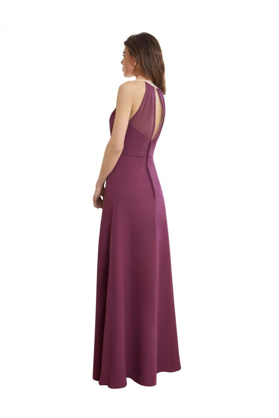 Boutique Trapèze Col Haut Mousseline Longue Robes demoiselle d'honneur
