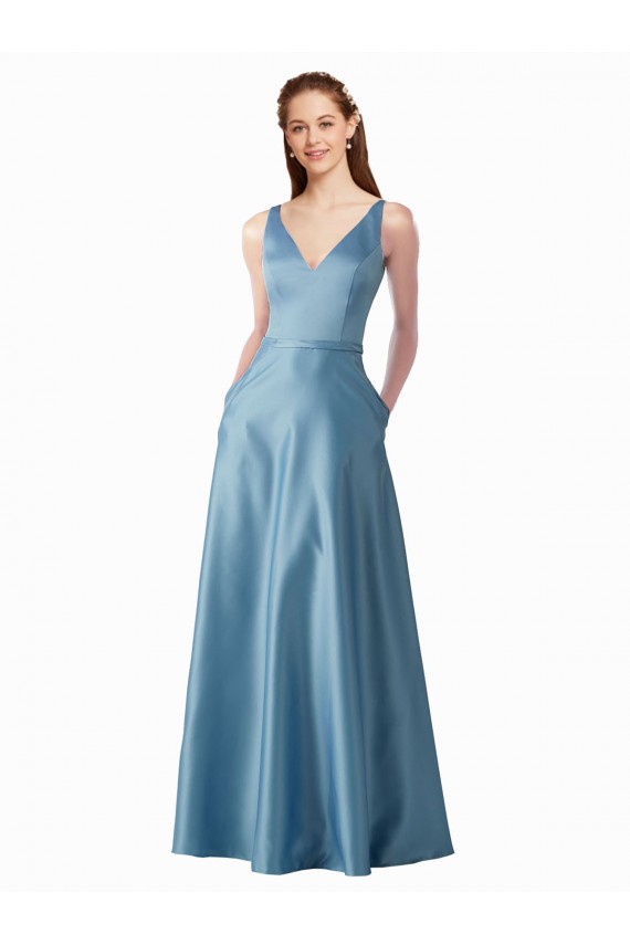 Boutique Trapèze Col Haut Satiné Longue Robes demoiselle d'honneur / Robes de bal