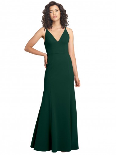 Boutique Trapèze Col V Crêpe Stretch Longue Formelles Robes demoiselle d'honneur / Robes de soirée / Robes de bal