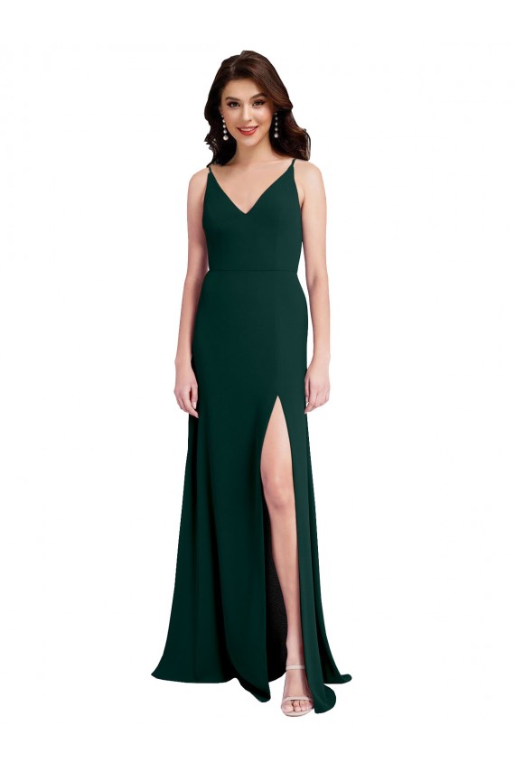 Boutique Trapèze Col V Crêpe Stretch Longue Formelles Robes demoiselle d'honneur / Robes de soirée / Robes de bal
