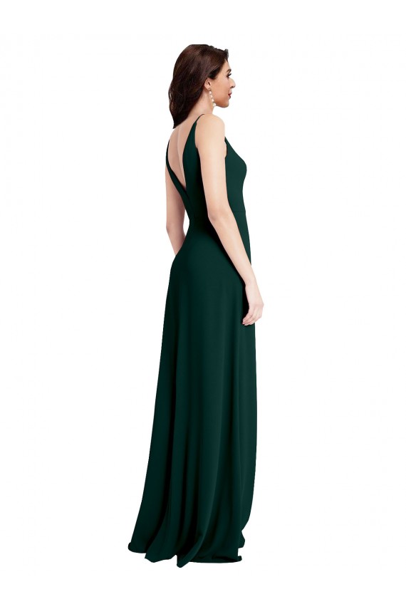 Boutique Trapèze Col V Crêpe Stretch Longue Formelles Robes demoiselle d'honneur / Robes de soirée / Robes de bal
